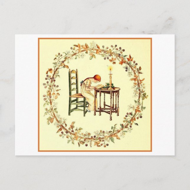 Flickläsning med Candlelight Postcard Vykort (Framsida)