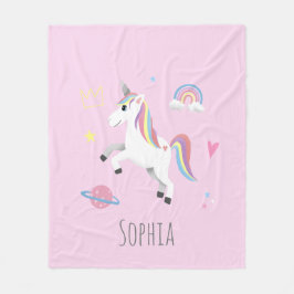Flickls Cute Magic Rosa Unicorn Kids Fleecefilt