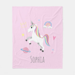 Flickls Cute Magic Rosa Unicorn Kids Fleecefilt