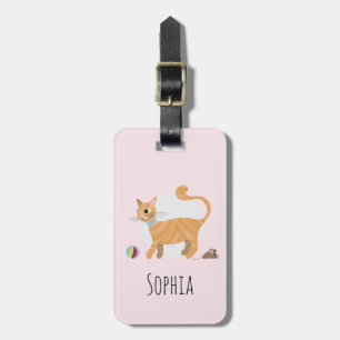 Flickls Cute Orange Ginger Tabby katt Namn Kids Bagagebricka