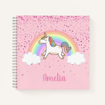 Flickls Cute Rosa Unicorn Rainbow Personlig Kids