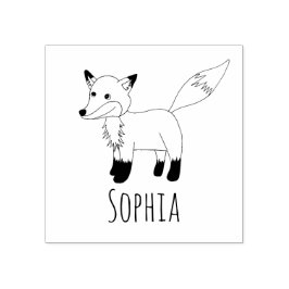 Flickls Cute Woodland Fox & Namn School Bookplate Stämpel