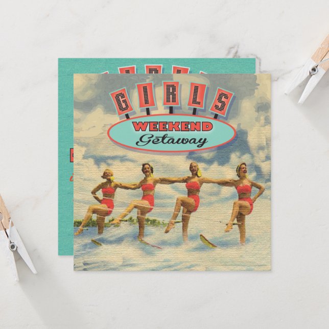 Flickls Helg Getaway Bachelorette-inbjudningar Inbjudningar (Fram/Back In Situ)