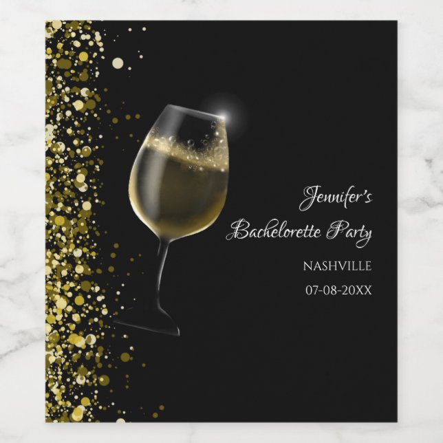 Flickls helg-mocksvepbakterie-partyt guld win vinflaska etikett (Singel etikett)