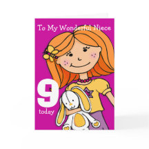 Flickls Niece 9-födelsedagskortets flickaktigt lil