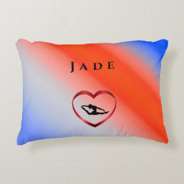 Flickls Patriotic Red White och Blue Gymnastics Prydnadskudde