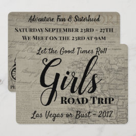 Flickls Road Resa Vintage Call Inbjudningar