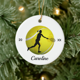 Flickls Tennis World Boll & Player Hennes Namn Kid Julgransprydnad Keramik