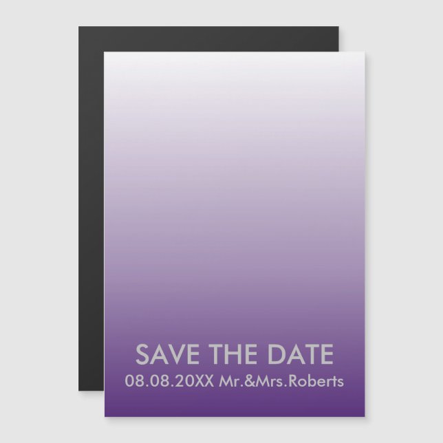 Flickminimalistisk Chic ombre lilac lavender lila Magnetisk Inbjudningskort (Fram/baksida)