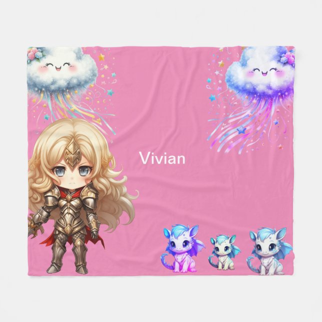 Flicknattskydd för baby drakar fleecefilt (Framsidan (Horisontell))