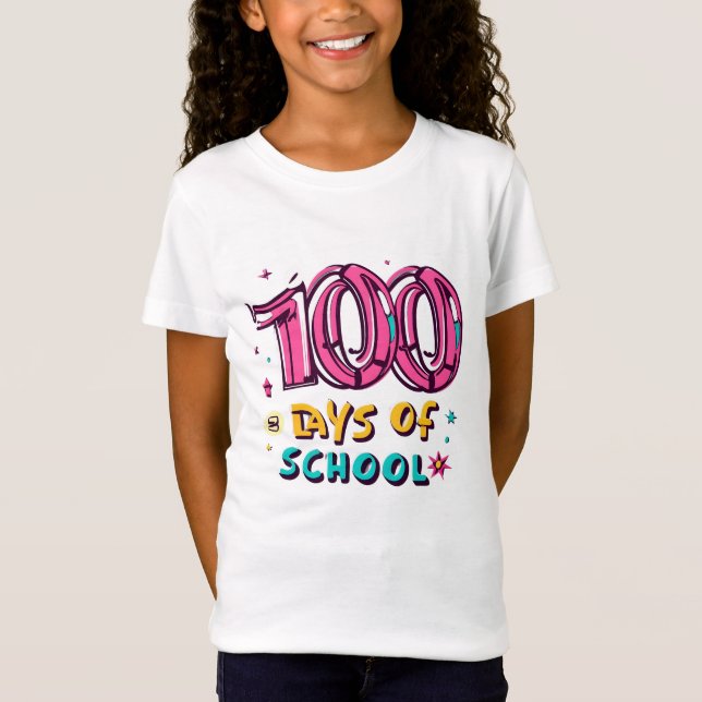 Flickor 100 dagar i skolan t shirt (Framsida)