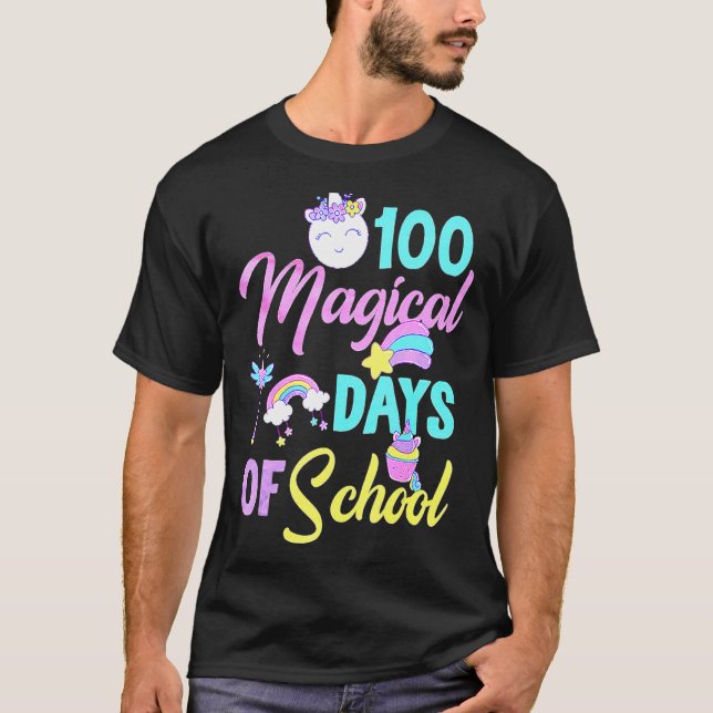 Flickor 100 magiska dagar med skolennmagi 100 t shirt (Framsida)