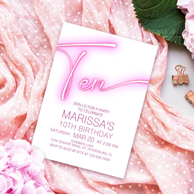 Flickor 10:e nybörjare Tonåring födelsedag Inbjudningar (Skapare uppladdad)
