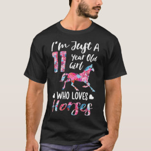 flickor 11:e födelsedagshästen för 11 år gamla t shirt