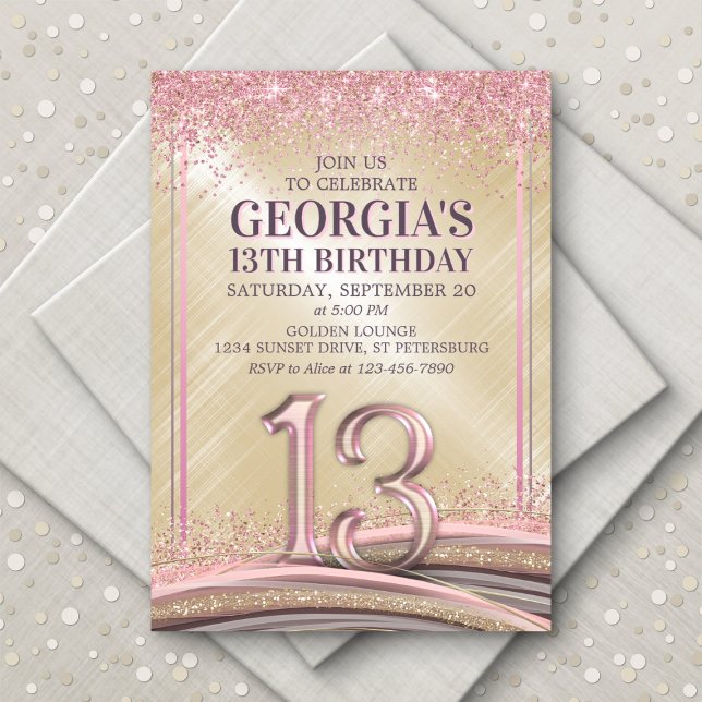 Flickor 13:e födelsedagsinbjudan inbjudningar (Skapare uppladdad)