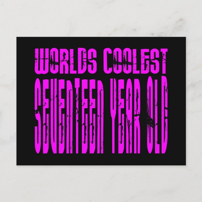 Flickor 17:e födelsedag Rosa World Coolest Sevente Vykort (Framsida)