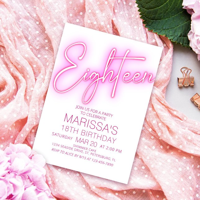 Flickor 18: e nybörjare Tonåring födelsedag Inbjudningar (Skapare uppladdad)