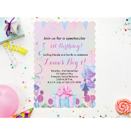 Flickor 1:a födelsedag inbjudningar