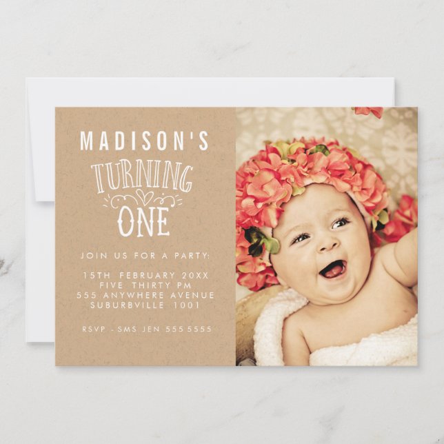 Flickor 1:a födelsedagsfoto för Personlig Inbjudningar (Framsida)