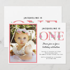 Flickor 1:a födelsedagsfoto inbjudningar