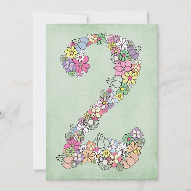 Flickor 2:a födelsedag Party Anpassningsbar Inbjud Inbjudningar (Framsida)