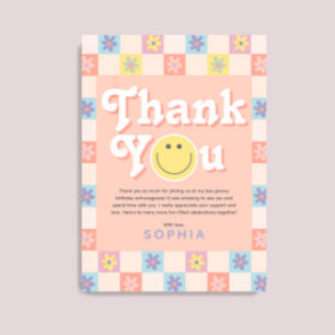 Flickor 2 Groovy Boho 2:a födelsedagen Tack Kort