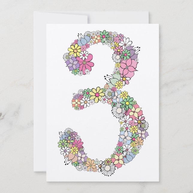 Flickor 3:e födelsedag Party Anpassningsbar Inbjud Inbjudningar (Framsida)