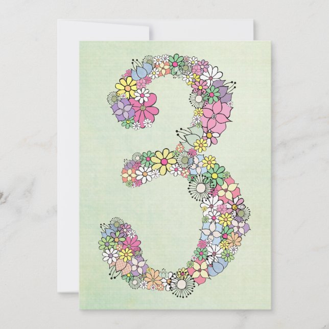 Flickor 3:e födelsedag Party Anpassningsbar Inbjud Inbjudningar (Framsida)