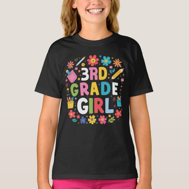 Flickor 3:e Klass Girl First Klass Back to school T Shirt (Framsida)