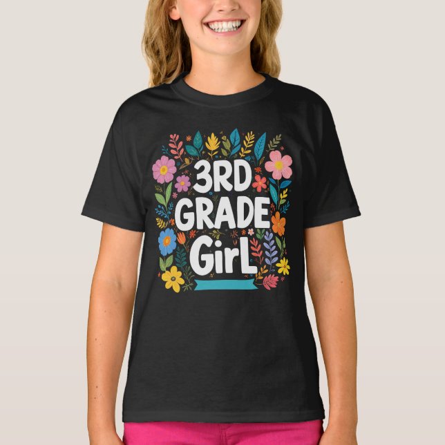 Flickor 3:e Klass Girl First Klass Back to school T Shirt (Framsida)