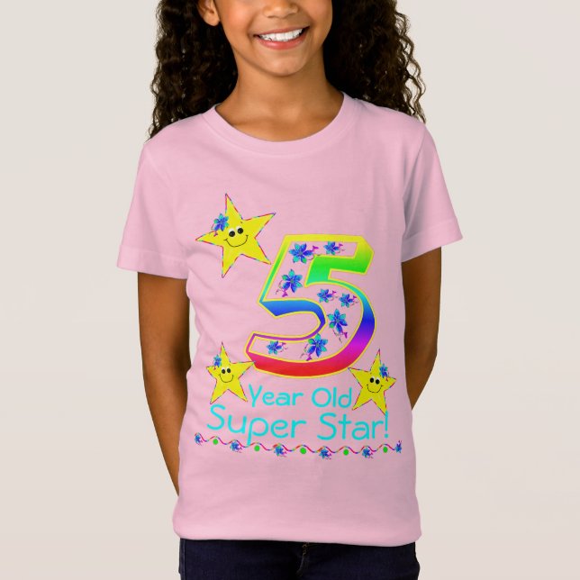 Flickor 5 år gammal Toppen Star Shirt T Shirt (Framsida)