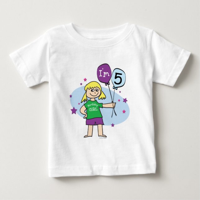 Flickor 5:e födelsedag T-shirt (Framsida)