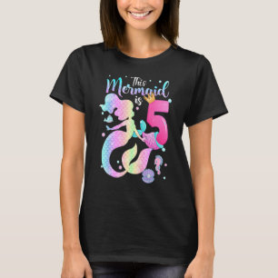 Flickor 5:e födelsedagen den här Sjöjungfrun är 5 T Shirt