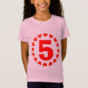 Flickor 5: e födelsedagskjorta nummer fem med hj t-shirt