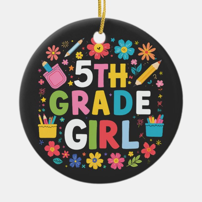 Flickor 5:e Klass-flickan Femte Klass Back to scho Julgransprydnad Keramik (Framsidan)