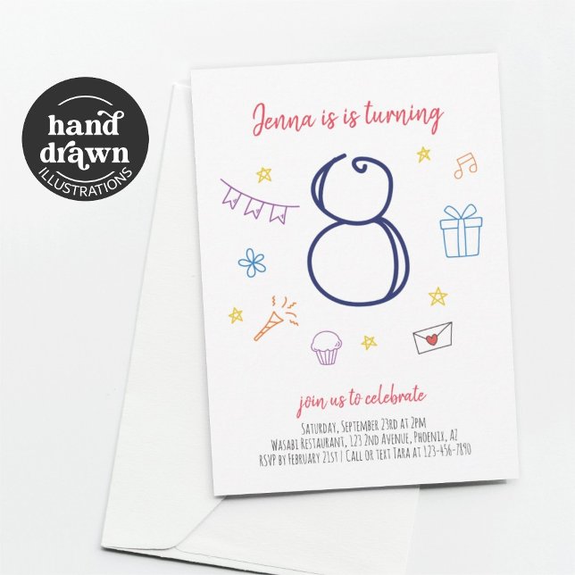 Flickor 8:e Födelsedagsfest inbjudan (Skapare uppladdad)