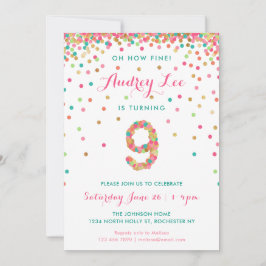 Flickor 9:e födelsedagsinbjudan födelsedagsfest inbjudningar