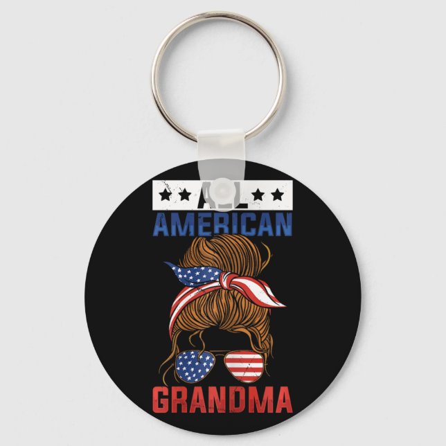 Flickor alla amerikanska mormor 4 juli nyckelring (Framsida)