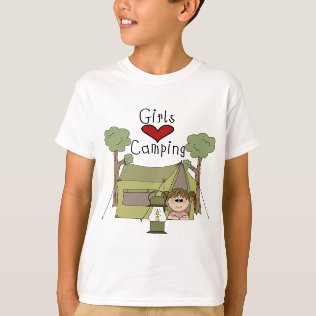 Flickor älskar att campa t-shirt (Framsida)