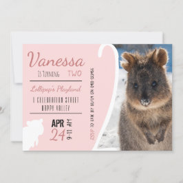 Flickor andra födelsedag Blue Quokka Australien Fo Inbjudningar