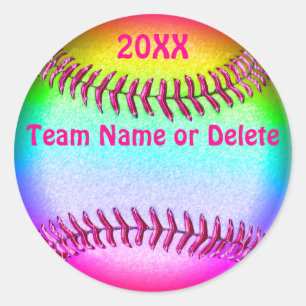 Flickor Anpassade Cute Colorful Softball Stickers Runt Klistermärke