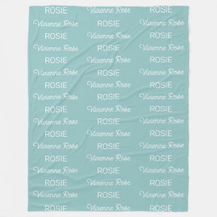 Flickor Aqua Rosa Personlig Script Namn Fleecefilt