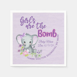 Flickor är BOMB-Lila-barnduschen för elefantbarn Pappersservett