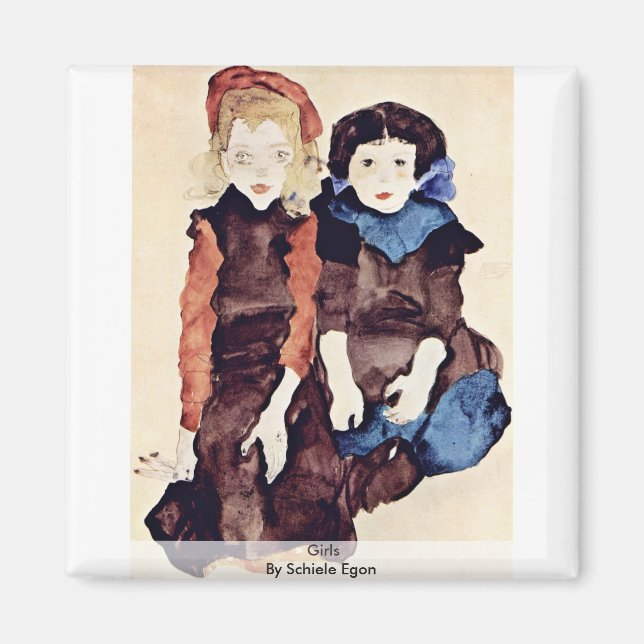 Flickor av Schiele Egon Magnet (Framsidan)