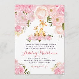 Flickor Baby Giraffe Baby Shower-inbjudningar Inbjudningar