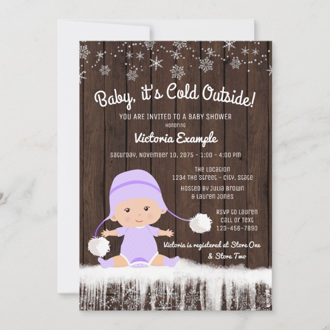 Flickor Baby it's Cold Outside Vinter Baby Shower Inbjudningar (Framsida)