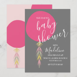 Flickor Baby Shower Tassel Boho Ballong  Inbjudningar