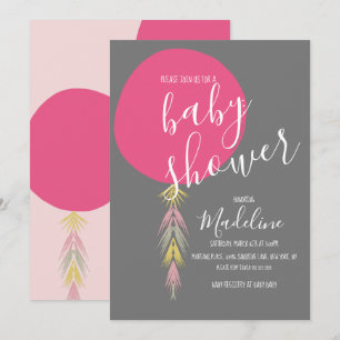 Flickor Baby Shower Tassel Boho Ballong Inbjudningar