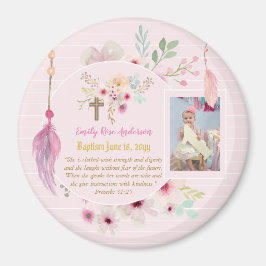 Flickor BAPTISM Photo Gift med bibelverse Magnet