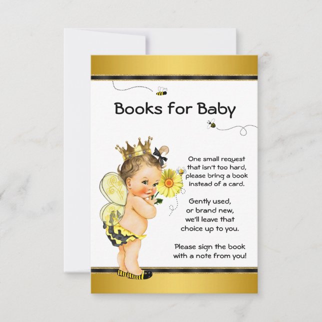 Flickor Bär Med En Bok Baby Shower Inserts Inbjudningar (Framsida)